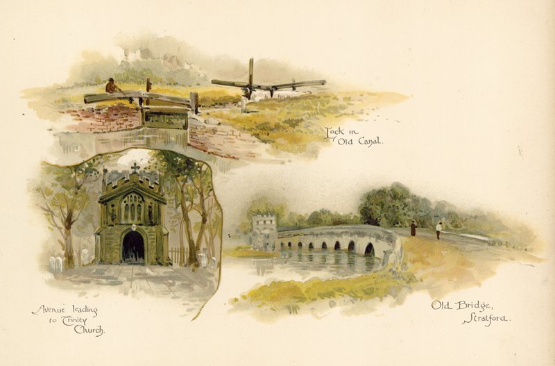 Tres vistas de Stratford-upon-Avon de Shakespeare de English School