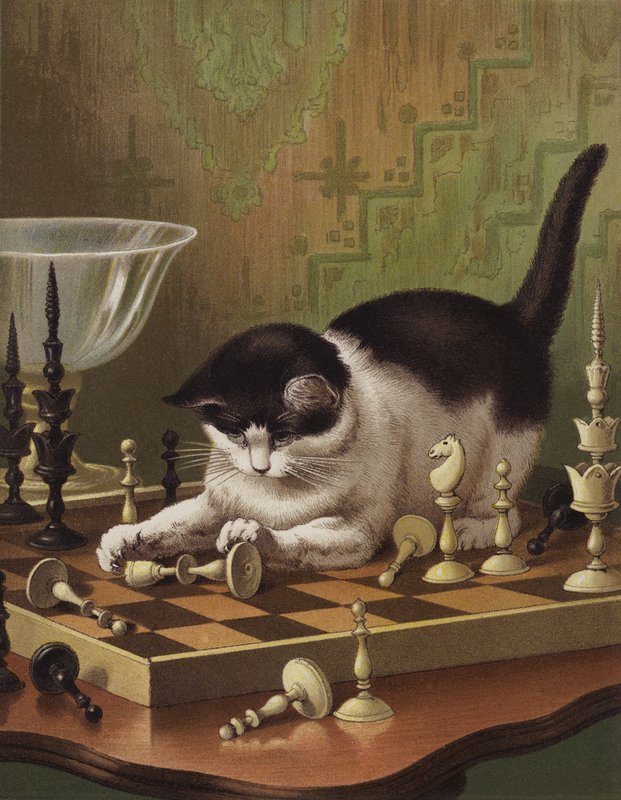 Tib jugando al ajedrez (chromolitho) de English School