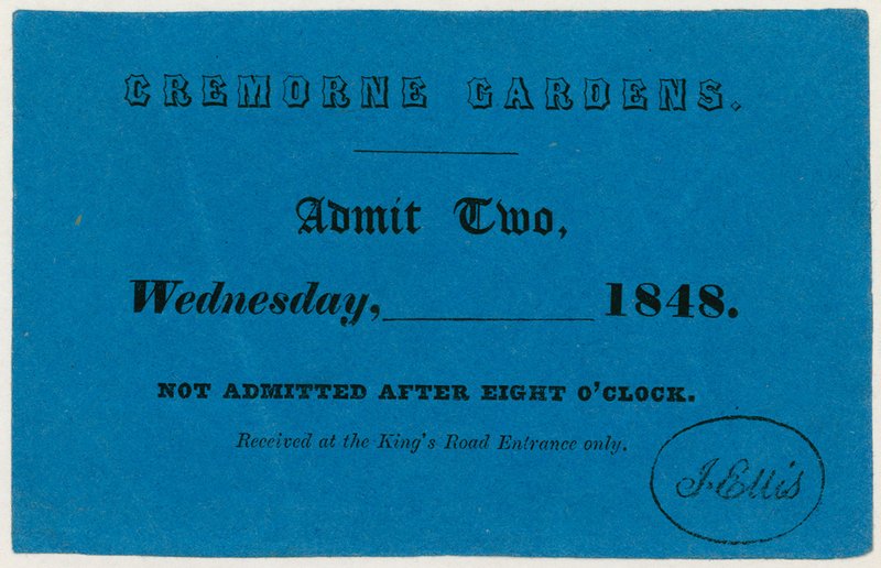 Entrada para los Jardines de Cremorne, Londres, 1848 de English School