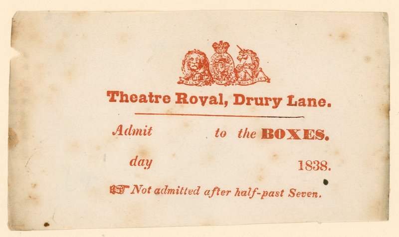 Entrada para el Teatro Drury Lane, Londres de English School