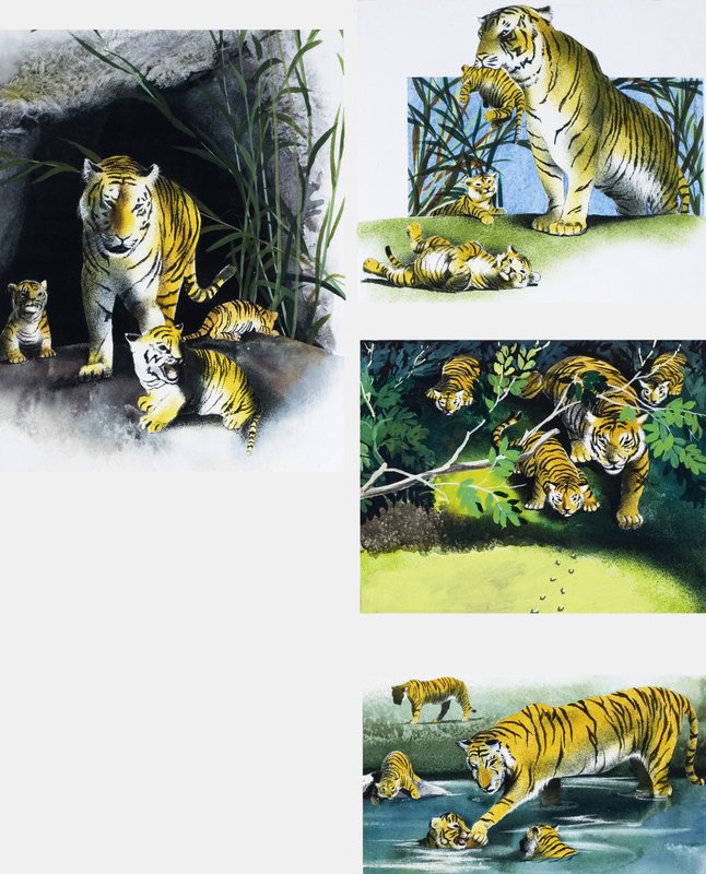 Tigre y cachorros de English School