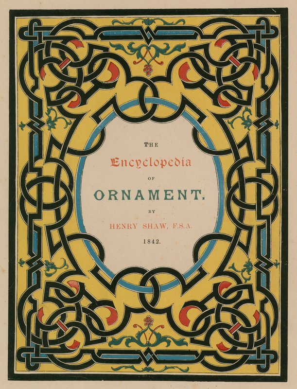 Portada. Ilustración para The Encyclopedia of Ornament (litografía en color) de English School