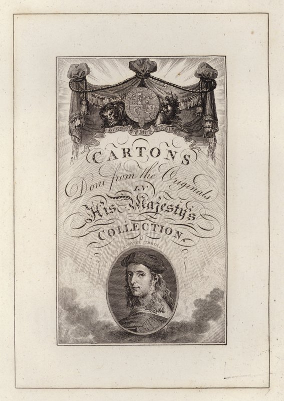 Página de título para Cartones hechos de los originales en la colección de Su Majestad (grabado) de English School