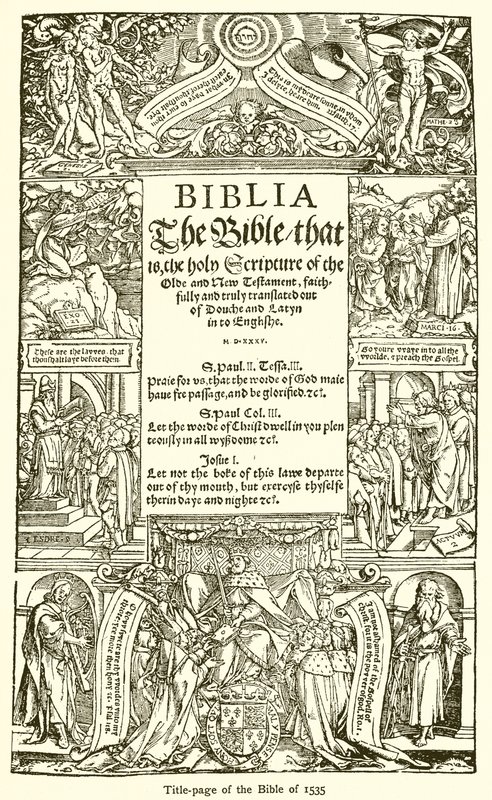Portada de la Biblia de 1535 de English School