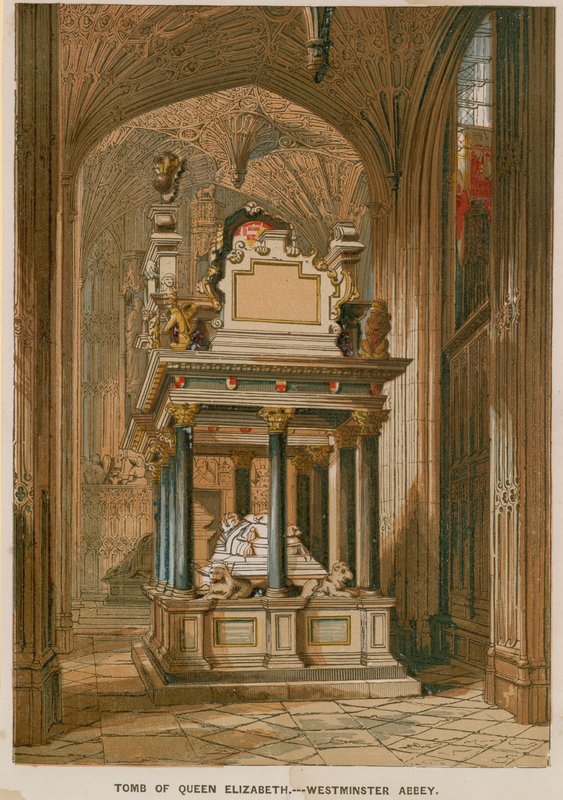 Tumba de la Reina Isabel I en la Abadía de Westminster de English School