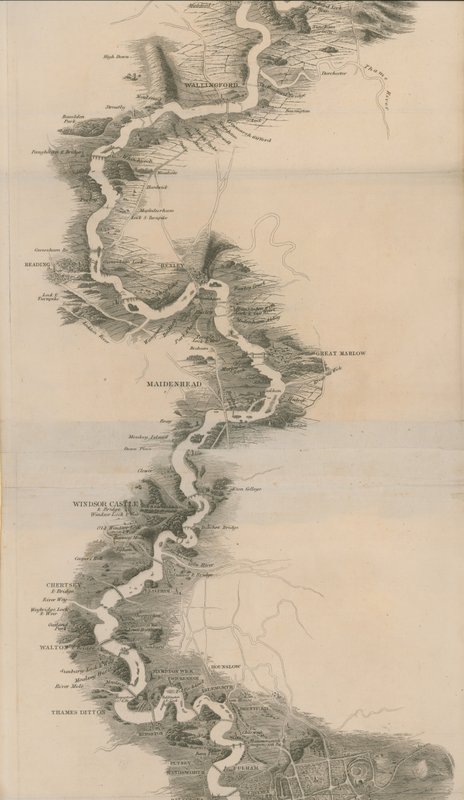 Mapa panorámico de Tombleson del Támesis y Medway de English School