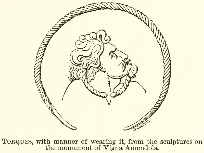 Torques, with Manner of Wearing it, from the Sculptures on the Monument of Vigna Amendola (grabado) de English School