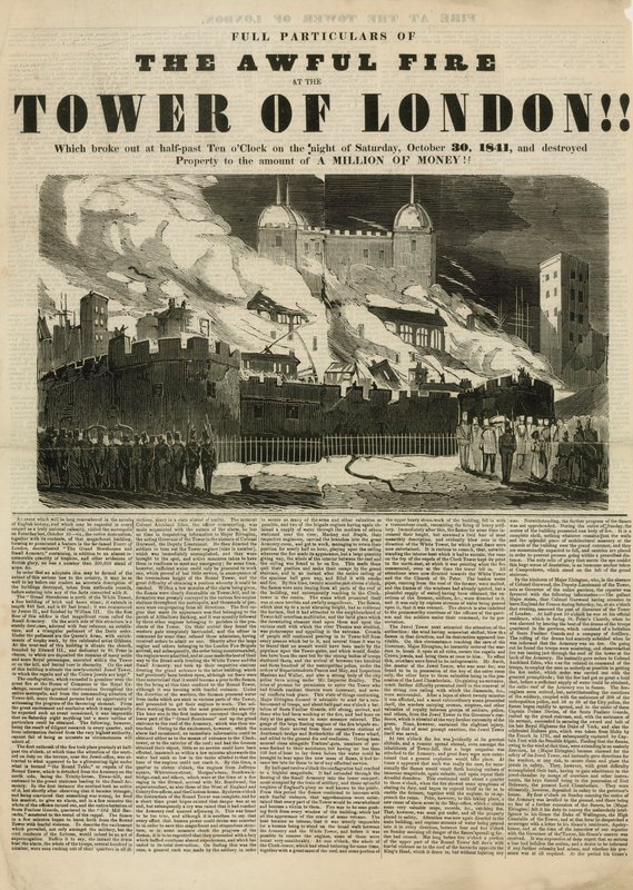 Incendio de la Torre de Londres, 1841 de English School