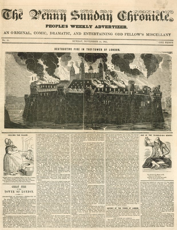Incendio de la Torre de Londres, 1841 de English School