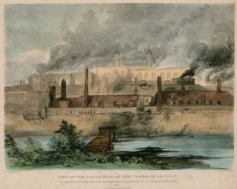 Incendio de la Torre de Londres, 1841 de English School