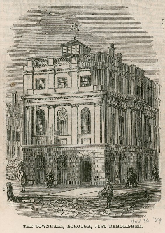 Ayuntamiento, Borough High Street, Southwark, Londres, recién demolido de English School