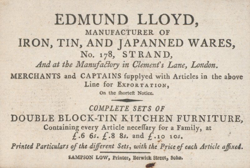 Tarjeta comercial, Edmund Lloyd de English School