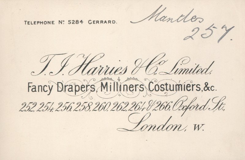 Tarjeta comercial, T J Harries & Company Limited de English School