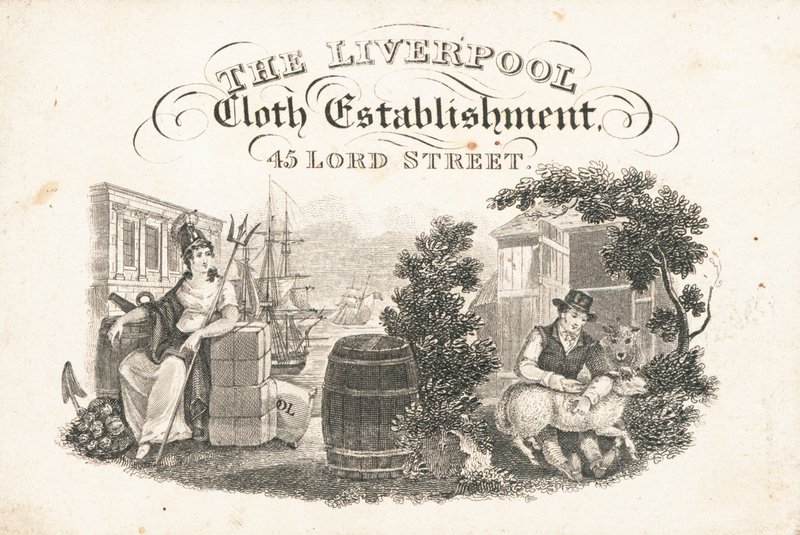 Tarjeta comercial, The Liverpool Cloth Establishment de English School