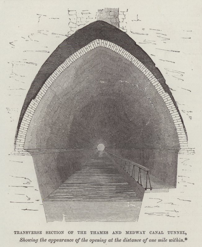 Sección transversal del túnel del canal del Támesis y Medway de English School
