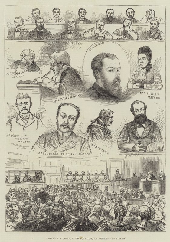 Juicio de G H Lamson, en el Old Bailey, por Envenenamiento de English School