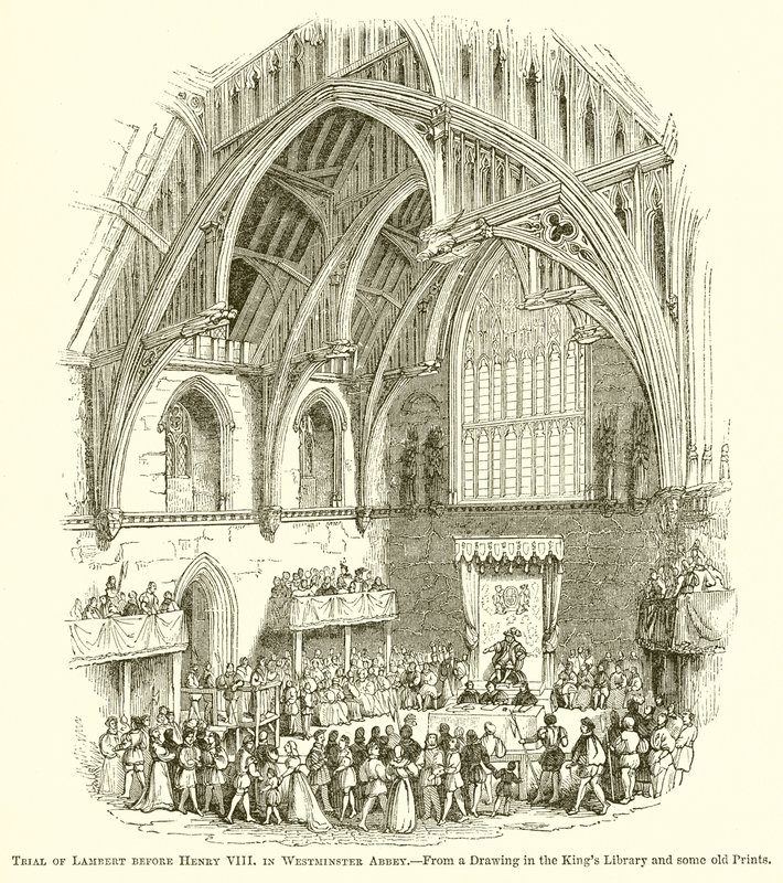 Juicio de Lambert ante Enrique VIII en la Abadía de Westminster de English School