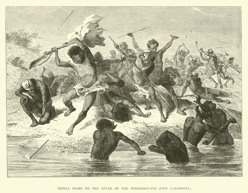 Lucha tribal en el río de los Ponerihouens, Nueva Caledonia de English School