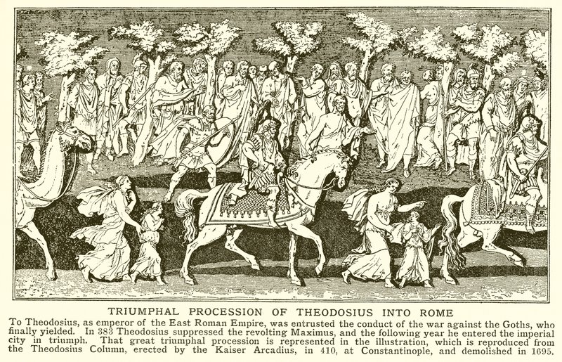 Procesión triunfal de Teodosio en Roma de English School