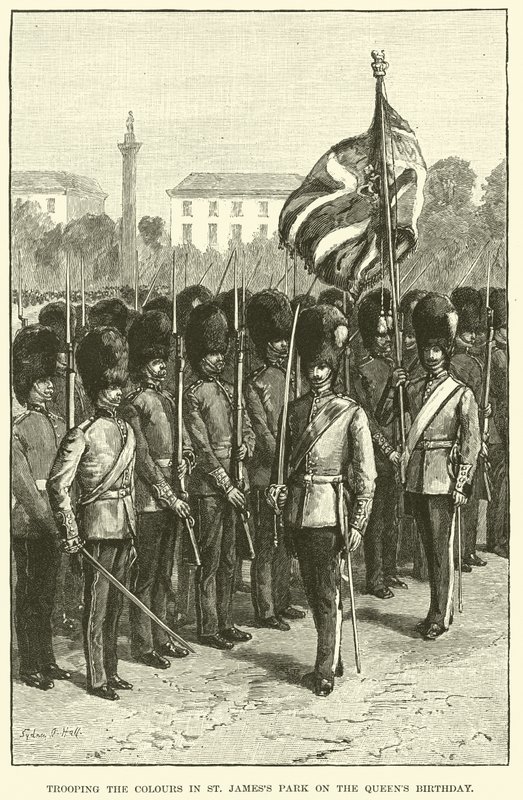Desfile de los colores en el Parque St. James en el cumpleaños de la Reina de English School