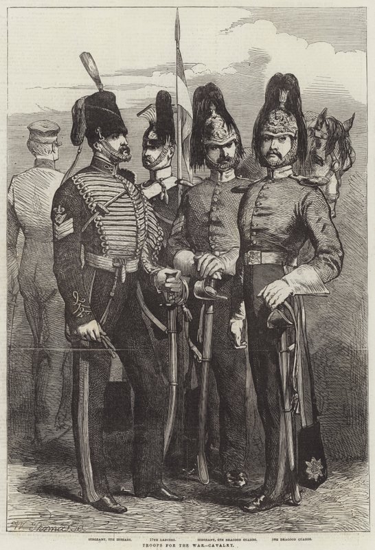 Tropas para la Guerra, Caballería (grabado) de English School