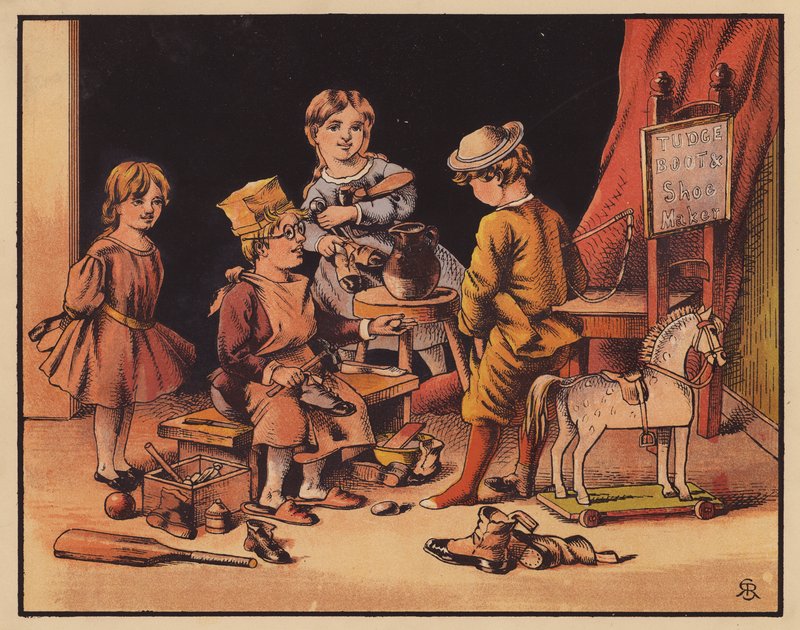 Tudge Shoemaker (litografía en color) de English School