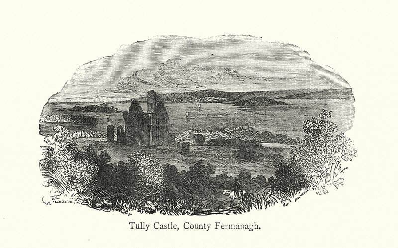 Castillo de Tully, condado de Fermanagh (grabado) de English School