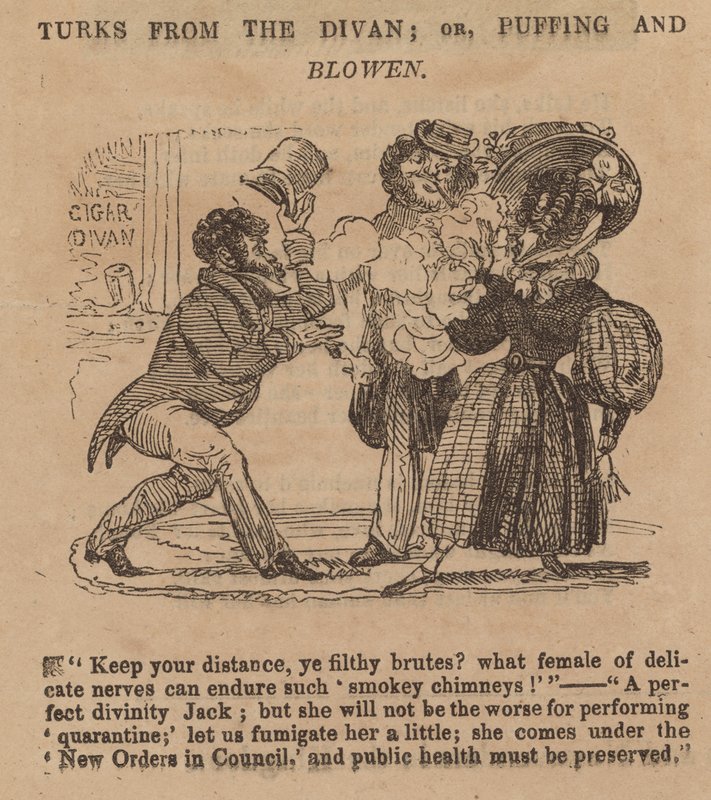 Turcos del Diván; o, Soplando y Bufando; caricatura de English School