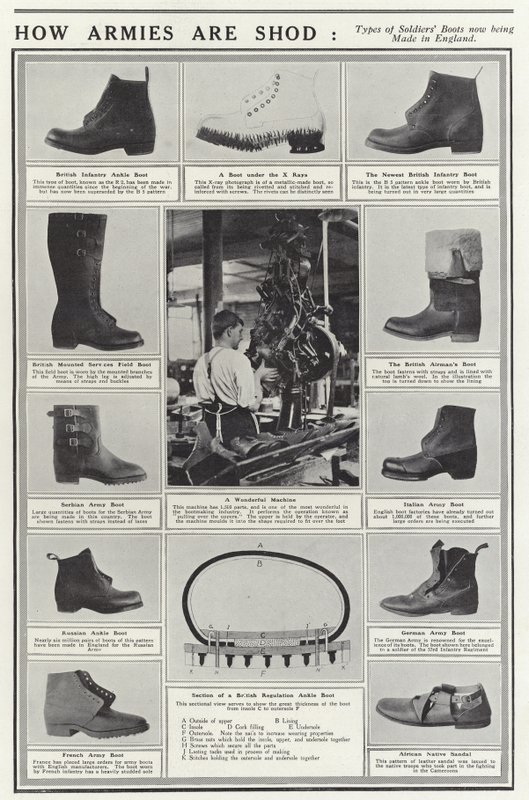 Tipos de botas de soldados ahora hechas en Inglaterra de English School