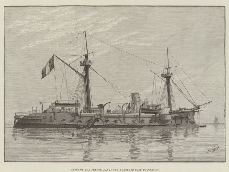 Tipos de la Marina Francesa, el barco blindado Duguesclin de English School