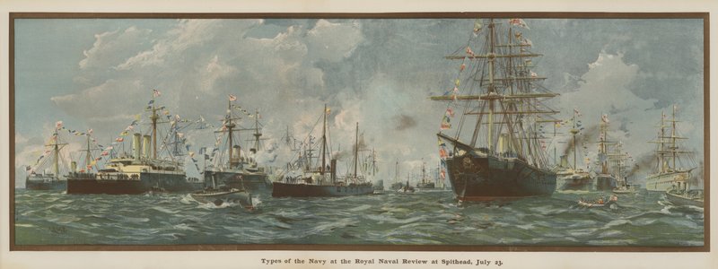 Tipos de la Armada en la Royal Naval Review de Spithead, 23 de julio (cromolito) de English School