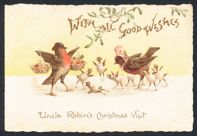Visita navideña del tío Robin, tarjeta de Navidad de English School
