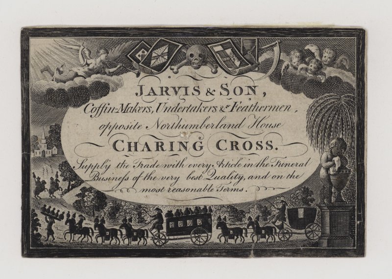 Tarjeta comercial de funerarios, Jarvis y Hijo de English School