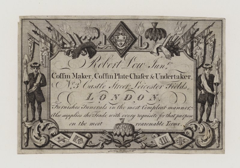 Tarjeta comercial de funerarios, Robert Low Junior de English School