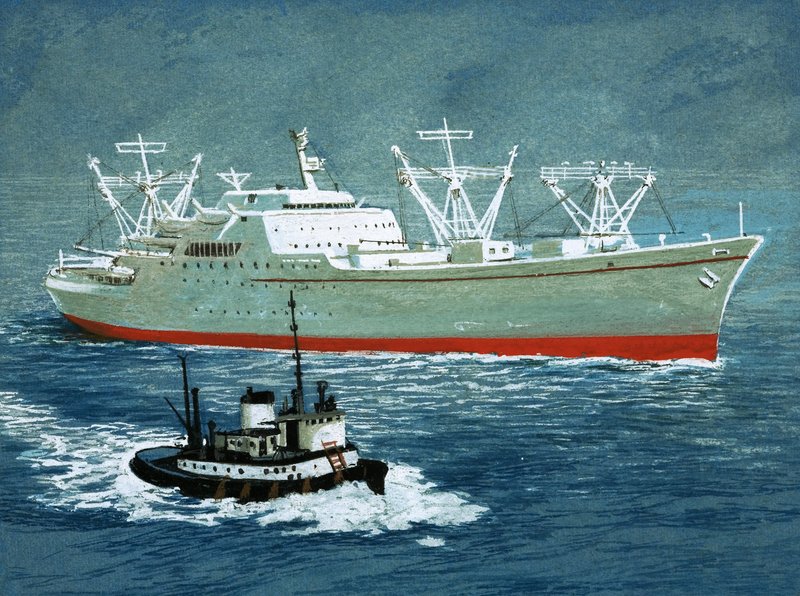 Barco no identificado y remolcador de English School
