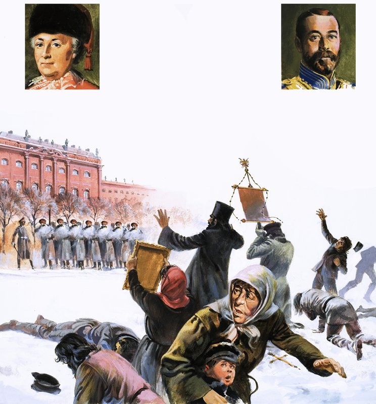 Escena no identificada de la Revolución Rusa de 1905 de English School