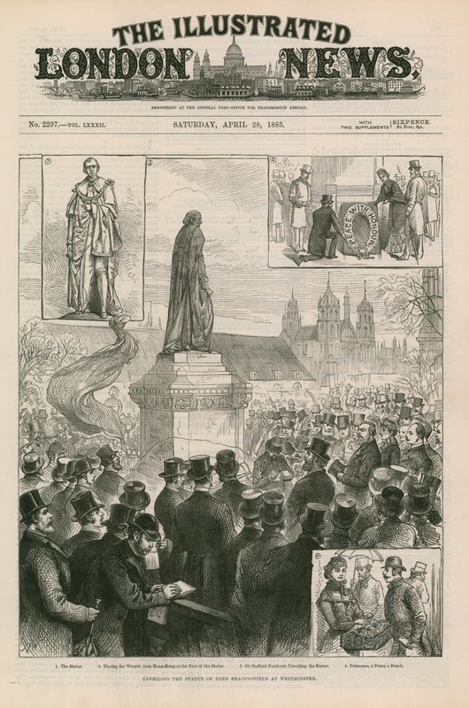 Inauguración de la estatua de Lord Beaconsfield en Westminster de English School