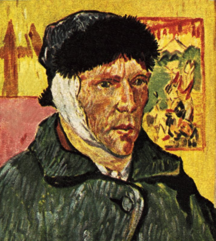 Van Gogh con una venda alrededor de la cabeza (redibujado) de English School
