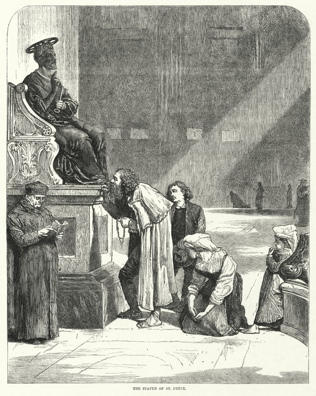 Vaticano, San Pedro, besando los dedos del pie de la estatua de San Pedro de English School