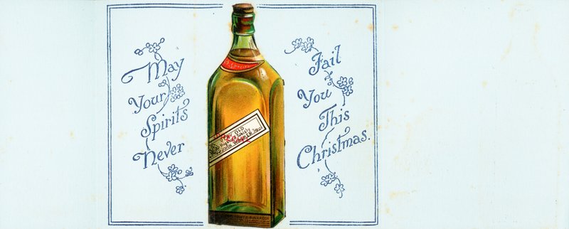 Botella de whisky escocés muy viejo, tarjeta de Navidad de English School