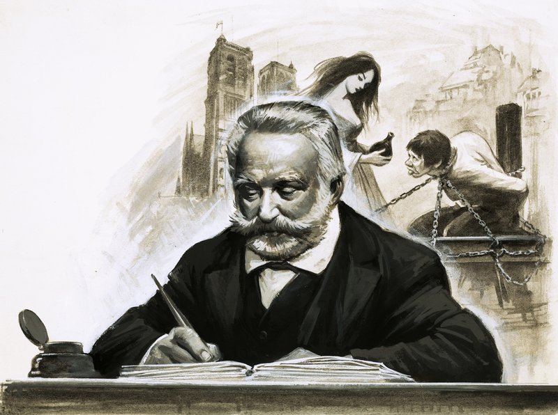 Victor Hugo escribiendo su novela Notre Dame de París de English School