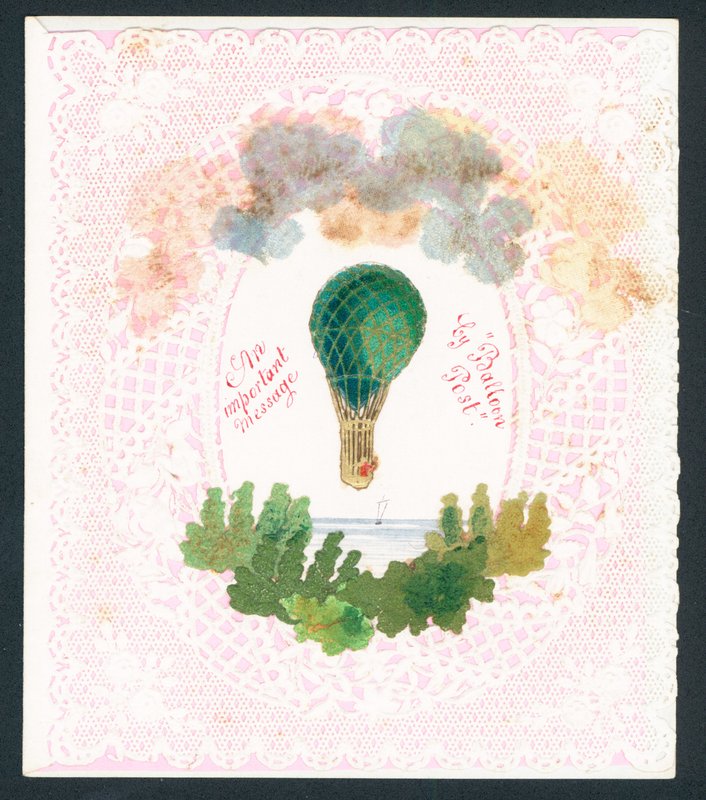 Tarjeta de felicitación victoriana - un mensaje importante por correo de globo de English School