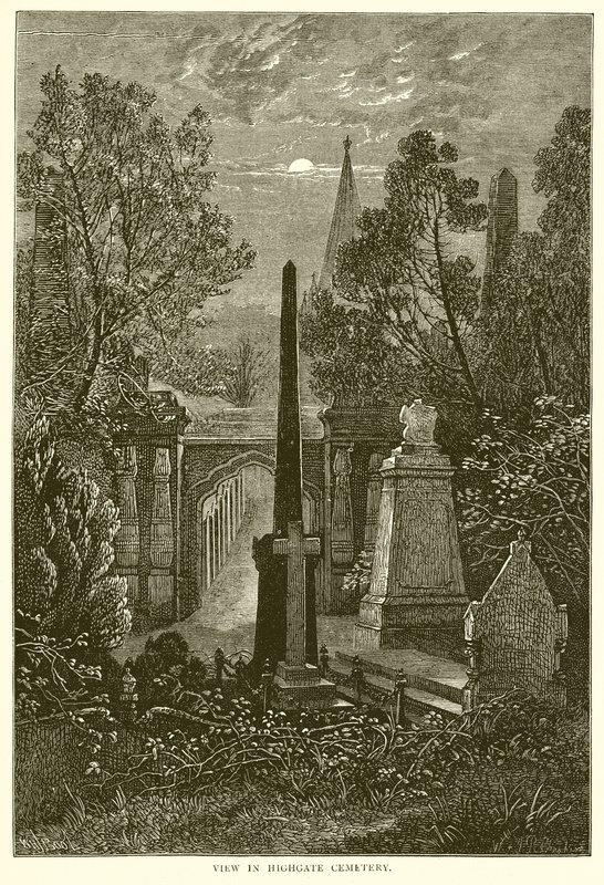 Vista en el Cementerio de Highgate de English School