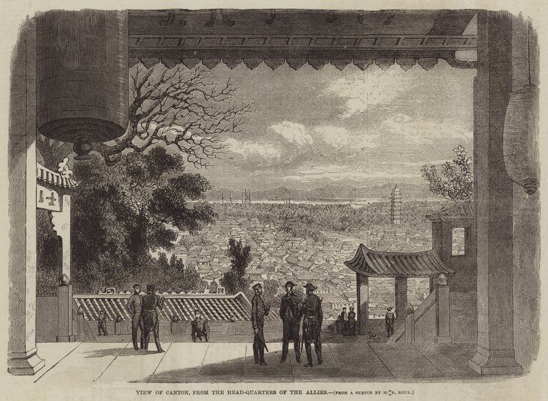 Vista de Cantón, desde el Cuartel General de los Aliados de English School