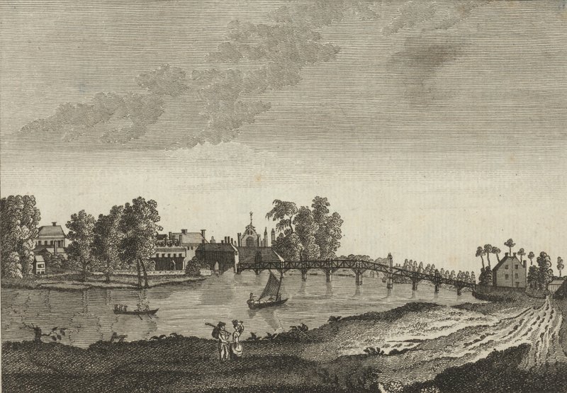 Vista de Hampton Court desde la orilla opuesta del Río Támesis de English School