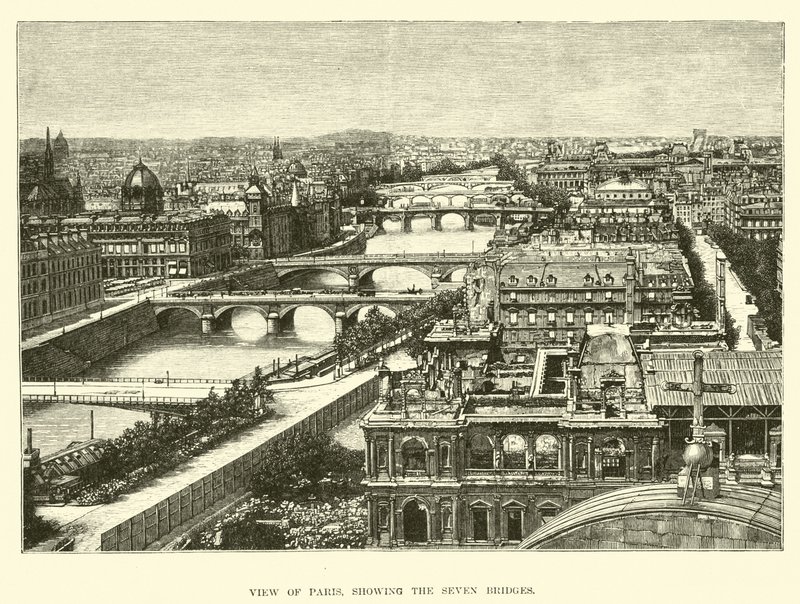 Vista de París, mostrando los siete puentes de English School