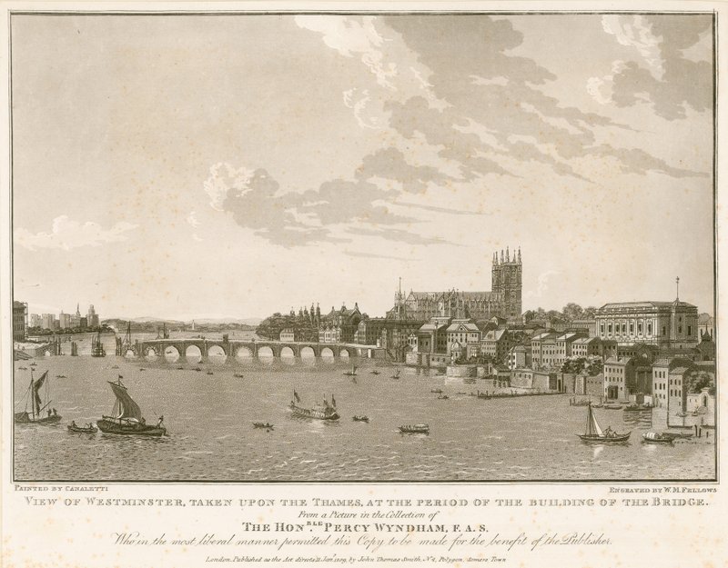 Vista de Westminster, en el período de la construcción del puente de English School