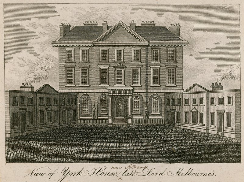 Vista de York House (más tarde The Albany), casa del difunto Lord Melbourne de English School