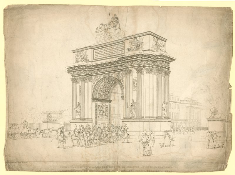 Vista de un Arco Triunfal propuesto para ser erigido en Hyde Park Corner de English School