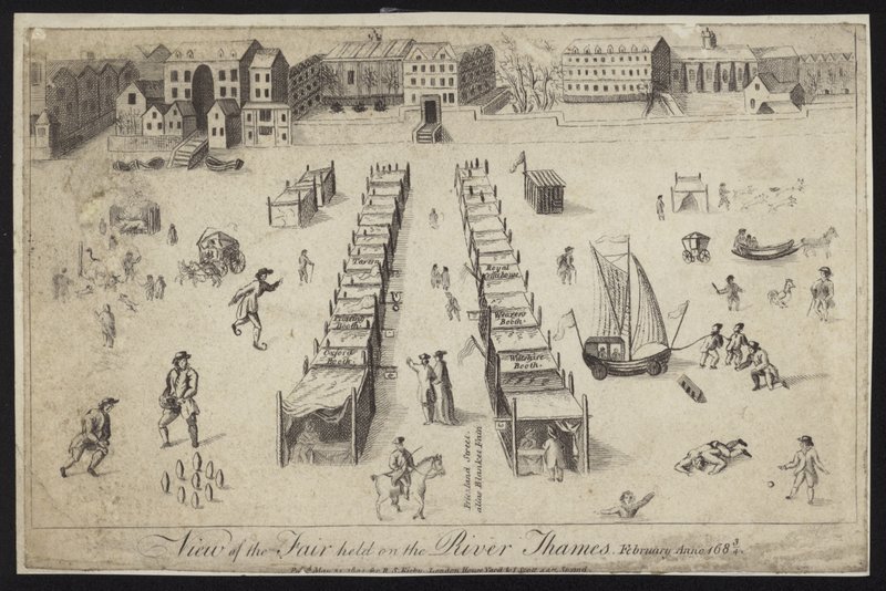 Vista de la Feria celebrada en el Río Támesis, 1683-1684 de English School